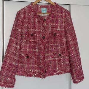 Old Navy Spotlight XL Pink tweed cropped, lined timeless “Coco Chanel” style.
